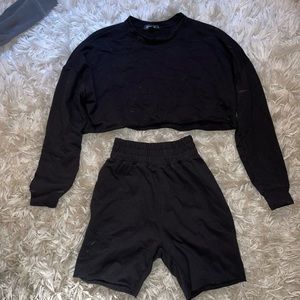 Black Set: Shorts & Long Sleeve Crop